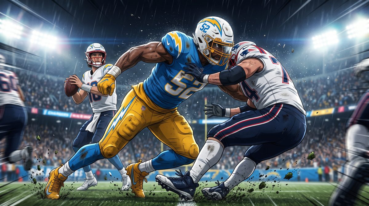 Khalil Mack bull-rushing toward the quarterback.